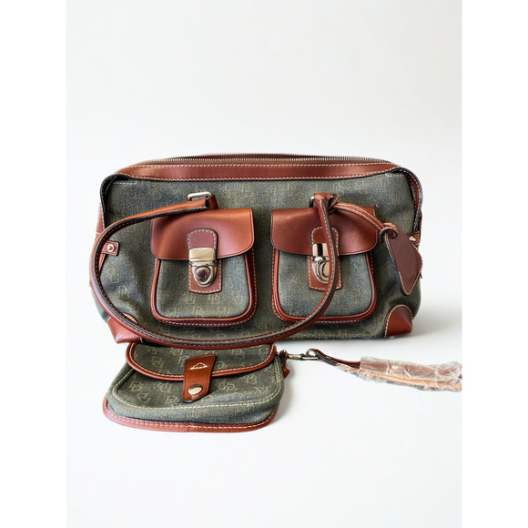 Dooney & Bourke HP65C Double Pocket Tote Hunter NWT Serial K6253580 - Picture 2 of 14